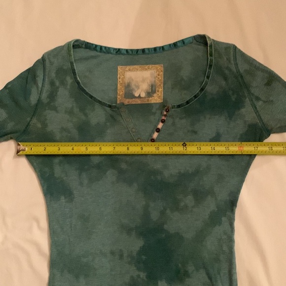 Y2K Decree green henley v neck snap thermal button Bella Swan like top L - Picture 4 of 6
